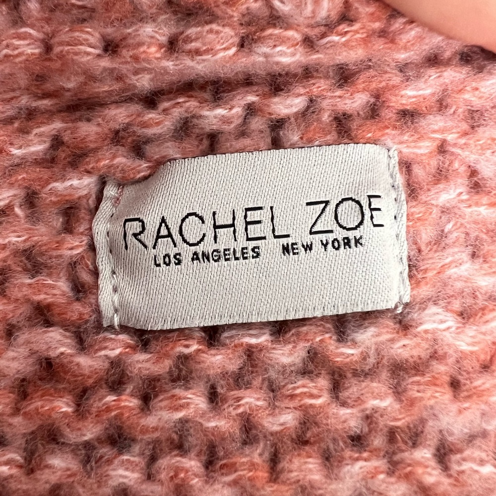 Rachel Zoe Heavy‎ Cable Knit Dog Sweater Marled Burnt Orange Mock Turtleneck M - Picture 4 of 10